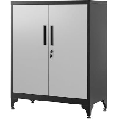 SONGMICS Caisson de Bureau, Placard Polyvalent, Armoire de Bureau à 2 Portes, Verrouillable, en Acier, pour Salon, Argenté et Noir OMC013S01 - Publicité SONGMICS Caisson de Bureau, Placard Polyvalent, Armoire de Bureau à 2 Portes, Verrouillable, en Acier, pour Salon, Argenté et Noir OMC013S01 - Publicité