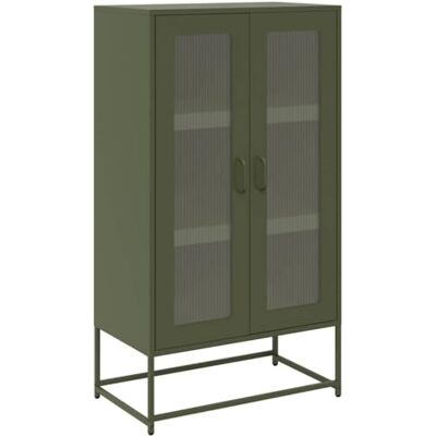 vidaXL Buffet Haut Vert Olive 68x39x123 cm Acier - Publicité vidaXL Buffet Haut Vert Olive 68x39x123 cm Acier - Publicité