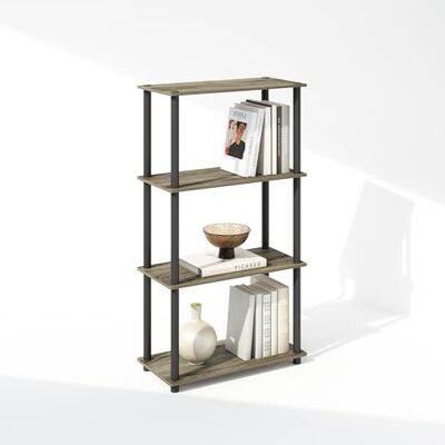 Furinno Turn-N-Tube Bibliothèque, Bibliothèque 4 Niveaux, Bibliothèque avec étagère compacte Polyvalente, 29,5 x 60 x 110, pour Salon, Chambre, Bureau à Domicile, Chêne français/Noir - Publicité Furinno Turn-N-Tube Bibliothèque, Bibliothèque 4 Niveaux, Bibliothèque avec étagère compacte Polyvalente, 29,5 x 60 x 110, pour Salon, Chambre, Bureau à Domicile, Chêne français/Noir - Publicité