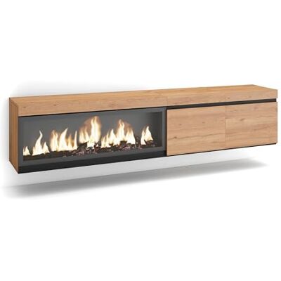Support TV et Cheminée électrique LED - Design suspendu moderne - Publicité Support TV et Cheminée électrique LED - Design suspendu moderne - Publicité