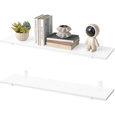 SONGMICS Étagère Murale, Étagère Flottante, Décorative, Style Moderne, Salon, Salle à Manger, Cuisine, Charge Max. 10 kg, Lot de 2, 21,3 x 80 x 10 cm, Blanc Neige et Blanc Mat LWS008WE01-2J - Publicité SONGMICS Étagère Murale, Étagère Flottante, Décorative, Style Moderne, Salon, Salle à Manger, Cuisine, Charge Max. 10 kg, Lot de 2, 21,3 x 80 x 10 cm, Blanc Neige et Blanc Mat LWS008WE01-2J - Publicité