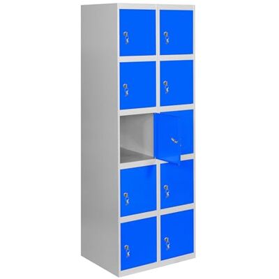 Simon Rack SimonRack Casier Vestiaire Metallique, 5 Porte, 1800x600x500 mm, Gris/Bleu, 1800x600x500 - Publicité Simon Rack SimonRack Casier Vestiaire Metallique, 5 Porte, 1800x600x500 mm, Gris/Bleu, 1800x600x500 - Publicité
