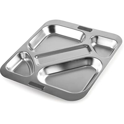 LACOR 66957Z Plateau pour Salle à Manger, 4 Compartiments + Espace pour Couverts, empilable, Acier Inoxydable, 32,5 x 37,5 cm - Publicité LACOR 66957Z Plateau pour Salle à Manger, 4 Compartiments + Espace pour Couverts, empilable, Acier Inoxydable, 32,5 x 37,5 cm - Publicité