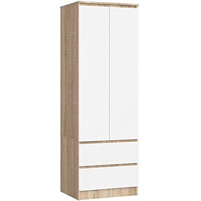 AKORD Armoire 2 Portes Armoir Chambre 2 Tiroirs 2 Etagères et Une Tringle L60 x H180 x P51 cm Panneau Stratifié 16mm Armoire sans Penderie Chambre Dressing Rangement Placard - Publicité AKORD Armoire 2 Portes Armoir Chambre 2 Tiroirs 2 Etagères et Une Tringle L60 x H180 x P51 cm Panneau Stratifié 16mm Armoire sans Penderie Chambre Dressing Rangement Placard - Publicité