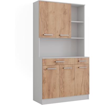 Vicco Buffet de Cuisine Raul, Chêne Blanc/Force de l'or, 100.1x188.5cm avec 5 Portes & 2 tiroirs, avec Plateau Ouvert et Espace de Rangement Extensible - Publicité Vicco Buffet de Cuisine Raul, Chêne Blanc/Force de l'or, 100.1x188.5cm avec 5 Portes & 2 tiroirs, avec Plateau Ouvert et Espace de Rangement Extensible - Publicité