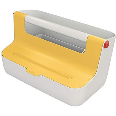 Leitz Storage Carry Box, Gamme Cosy, Boîte De Rangement Pour La Maison Ou Le Bureau Avec Poignée, Compartiments Intelligents Pour L'organisation, Jaune, 61250019 - Publicité Leitz Storage Carry Box, Gamme Cosy, Boîte De Rangement Pour La Maison Ou Le Bureau Avec Poignée, Compartiments Intelligents Pour L'organisation, Jaune, 61250019 - Publicité