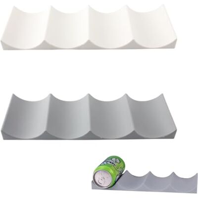 Makoto Nobu Lot de 2 casiers à vin empilables et antidérapants pour cuisine, table, garde-manger, armoire, comptoir, réfrigérateur – Blanc et gris - Publicité Makoto Nobu Lot de 2 casiers à vin empilables et antidérapants pour cuisine, table, garde-manger, armoire, comptoir, réfrigérateur – Blanc et gris - Publicité