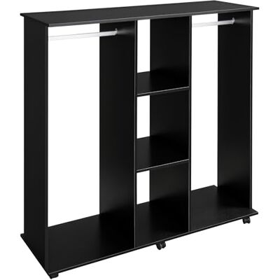 HOMCOM Armoire penderie Meuble de Rangement Mobile 6 roulettes 120L x 40l x 128H cm en Bois Noir - Publicité HOMCOM Armoire penderie Meuble de Rangement Mobile 6 roulettes 120L x 40l x 128H cm en Bois Noir - Publicité