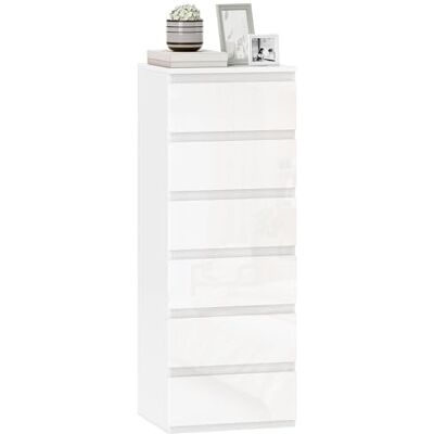 HOMCOM Commode 6 tiroirs, Meuble de Rangement étroit sans poignées, chiffonnier, Style Moderne, Commode pour Chambre à Coucher, Salon, Couloir, 40 x 35 x 109 cm, Blanc - Publicité HOMCOM Commode 6 tiroirs, Meuble de Rangement étroit sans poignées, chiffonnier, Style Moderne, Commode pour Chambre à Coucher, Salon, Couloir, 40 x 35 x 109 cm, Blanc - Publicité