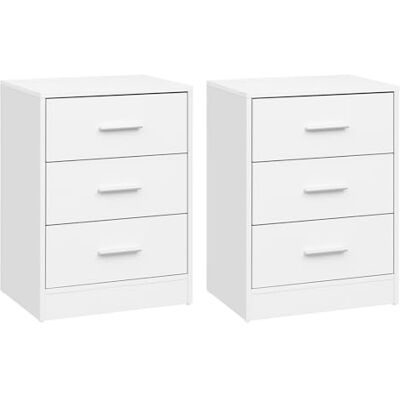 WOLTU Tables de Chevet Lot de 2, Tables de Nuit, à 3 Tiroirs, en Bois d'Ingénierie, Blanc, pour Salon, Chambre, 39x28x54cm, NTS26ws-2 - Publicité WOLTU Tables de Chevet Lot de 2, Tables de Nuit, à 3 Tiroirs, en Bois d'Ingénierie, Blanc, pour Salon, Chambre, 39x28x54cm, NTS26ws-2 - Publicité