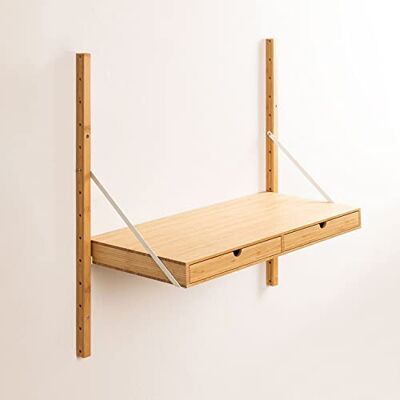 Étagère Murale Kolex en Bambou - Blanc, 84cm - Publicité Étagère Murale Kolex en Bambou - Blanc, 84cm - Publicité