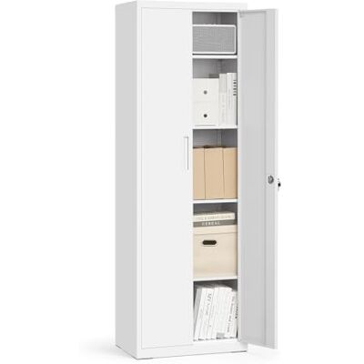 SONGMICS Meuble de Rangement Bureau, en Acier, Placard, 5 Niveaux, 40 x 60 x 180 cm, Doubles Portes, Serrure, Armoire à Outils, Étagères Réglables, pour Garage, Bureau, Blanc Mat OMC014W01 - Publicité SONGMICS Meuble de Rangement Bureau, en Acier, Placard, 5 Niveaux, 40 x 60 x 180 cm, Doubles Portes, Serrure, Armoire à Outils, Étagères Réglables, pour Garage, Bureau, Blanc Mat OMC014W01 - Publicité
