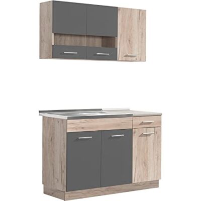 Homestyle4u 2359 Bloc de cuisine en chêne et bois de chêne Gris 120 cm - Publicité Homestyle4u 2359 Bloc de cuisine en chêne et bois de chêne Gris 120 cm - Publicité