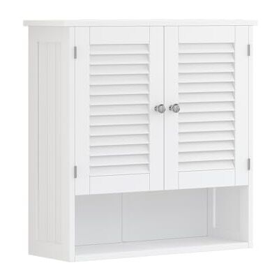 Vicco Armoire Suspendue Riad, Blanc, 60x66cm avec 2 Portes, pour Montage Mural pour Le Rangement des Accessoires de Salle de Bain - Publicité Vicco Armoire Suspendue Riad, Blanc, 60x66cm avec 2 Portes, pour Montage Mural pour Le Rangement des Accessoires de Salle de Bain - Publicité