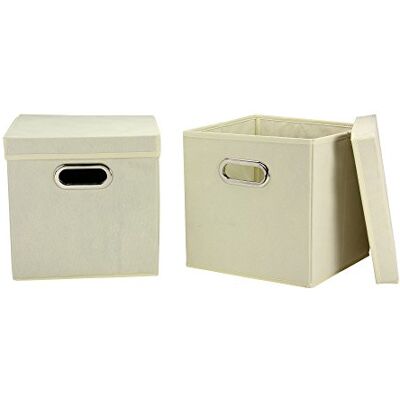 Household Essentials 39-1 Lot de 2 cubes de rangement décoratifs avec couvercles amovibles, couleur naturelle - Publicité Household Essentials 39-1 Lot de 2 cubes de rangement décoratifs avec couvercles amovibles, couleur naturelle - Publicité
