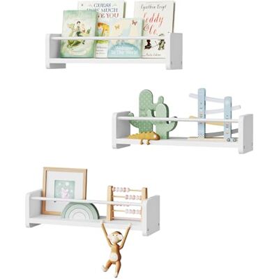 WOLTU Lot de 3 Étagères Flottantes, Étagères Murales en Bois, Étagères à Livres, Petits Présentoirs pour Chambre à Coucher, Cuisine, Salon, Couloir, Chambre d'enfant, Blanc, RG9534ws - Publicité WOLTU Lot de 3 Étagères Flottantes, Étagères Murales en Bois, Étagères à Livres, Petits Présentoirs pour Chambre à Coucher, Cuisine, Salon, Couloir, Chambre d'enfant, Blanc, RG9534ws - Publicité
