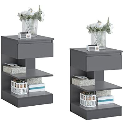 SoBuy Lot de 2 Table de Chevet Table de Nuit avec 1 tiroir et 2 étagères, Table d'appoint pour Chambre à Coucher Meuble de Rangement Moderne L39 x P39 x H65 cm Gris FBT49-HGx2 - Publicité SoBuy Lot de 2 Table de Chevet Table de Nuit avec 1 tiroir et 2 étagères, Table d'appoint pour Chambre à Coucher Meuble de Rangement Moderne L39 x P39 x H65 cm Gris FBT49-HGx2 - Publicité