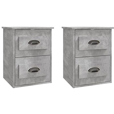 vidaXL Tables de Chevet Murales 2 pcs, Armoires de Nuit avec 2 Tiroirs, Armoire de Lit, Meubles de Chambre, Moderne, Gris Béton Bois d'Ingénierie - Publicité vidaXL Tables de Chevet Murales 2 pcs, Armoires de Nuit avec 2 Tiroirs, Armoire de Lit, Meubles de Chambre, Moderne, Gris Béton Bois d'Ingénierie - Publicité