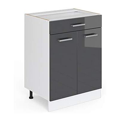 Vicco Meuble Cuisine R-Line, Anthracite Haute Brillance, 60cm avec tiroir, sans PT, pour Une Combinaison Libre au Sein de systèmes de Cuisine modulaires - Publicité Vicco Meuble Cuisine R-Line, Anthracite Haute Brillance, 60cm avec tiroir, sans PT, pour Une Combinaison Libre au Sein de systèmes de Cuisine modulaires - Publicité