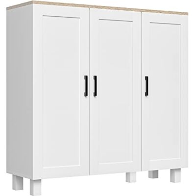 HOMCOM Buffet de cuisine en bois, meuble de cuisine à 3 portes, étagères réglables, style scandinave, buffet pour salon, salle à manger, 90 x 30 x 90 cm, blanc - Publicité HOMCOM Buffet de cuisine en bois, meuble de cuisine à 3 portes, étagères réglables, style scandinave, buffet pour salon, salle à manger, 90 x 30 x 90 cm, blanc - Publicité