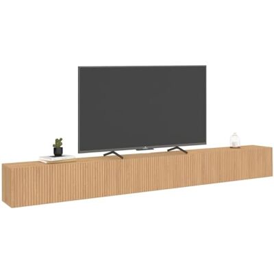 IDMarket Meuble TV 270 cm Suspendu Juliette 3 Portes Lattes tasseau Bois Coloris chêne - Publicité IDMarket Meuble TV 270 cm Suspendu Juliette 3 Portes Lattes tasseau Bois Coloris chêne - Publicité