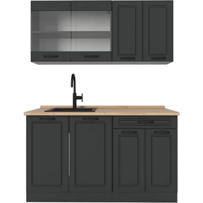Vicco Cuisine R-Line, Anthracite Campagne, 140cm sans PT, adapté à Une Extension Flexible avec d'autres modules - Publicité Vicco Cuisine R-Line, Anthracite Campagne, 140cm sans PT, adapté à Une Extension Flexible avec d'autres modules - Publicité