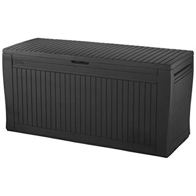 Keter Coffre en résine format Panneaux avec effet bois, avec roues, verrouillable, 116.7 x 54.6 x 8.6 cm, 270 L, marron - Publicité Keter Coffre en résine format Panneaux avec effet bois, avec roues, verrouillable, 116.7 x 54.6 x 8.6 cm, 270 L, marron - Publicité
