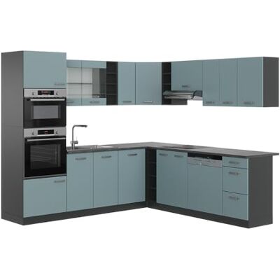 Vicco Cuisine en Angle R-Line, Bleu-Gris, 247x60cm, PT Anthracite, pour Une Planification de Cuisine Flexible et Une Extension modulaire - Publicité Vicco Cuisine en Angle R-Line, Bleu-Gris, 247x60cm, PT Anthracite, pour Une Planification de Cuisine Flexible et Une Extension modulaire - Publicité