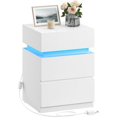 VASAGLE Kailyn Collection Table de Chevet, avec Bande LED Multicolore Réglable, 3 Tiroirs, Table d’Appoint de Style Moderne, 35 x 40 x 55 cm, Blanc Nuage LET630T10 - Publicité VASAGLE Kailyn Collection Table de Chevet, avec Bande LED Multicolore Réglable, 3 Tiroirs, Table d’Appoint de Style Moderne, 35 x 40 x 55 cm, Blanc Nuage LET630T10 - Publicité
