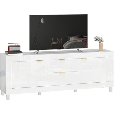 HOMCOM Meuble TV Meuble TV Bas pour téléviseurs jusqu'à 75 Pouces 180 x 40 x 66 cm Table TV Brillante avec 2 Portes à Fermeture Douce, Gestion des câbles et 2 tiroirs pour Salon ou Chambre à Coucher - Publicité HOMCOM Meuble TV Meuble TV Bas pour téléviseurs jusqu'à 75 Pouces 180 x 40 x 66 cm Table TV Brillante avec 2 Portes à Fermeture Douce, Gestion des câbles et 2 tiroirs pour Salon ou Chambre à Coucher - Publicité