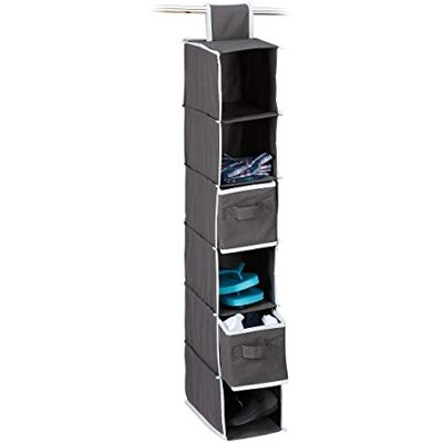 Relaxdays Etagère à Suspendre en Tissu, 6 Compartiments, 2 tiroirs, pour Dressing, HLP: env. 82 x 14,5 x 30 cm, Gris - Publicité Relaxdays Etagère à Suspendre en Tissu, 6 Compartiments, 2 tiroirs, pour Dressing, HLP: env. 82 x 14,5 x 30 cm, Gris - Publicité