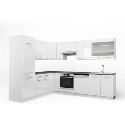Vicco Cuisine en Angle Fame-Line, Blanc Brillant/Blanc, 287x60cm, PT Anthracite, pour Une Planification de Cuisine personnalisée et Une Extension modulaire - Publicité Vicco Cuisine en Angle Fame-Line, Blanc Brillant/Blanc, 287x60cm, PT Anthracite, pour Une Planification de Cuisine personnalisée et Une Extension modulaire - Publicité