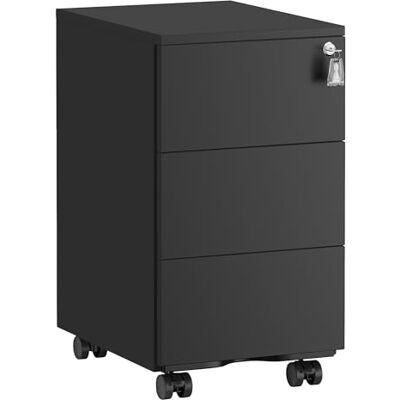 SONGMICS Caisson de Bureau, Meuble de Bureau, Casier sur roulettes, Métallique, pour Imprimante, Verrouillable, 3 Tiroirs, Prémonté, Télétravail, 40 x 30 x 54 cm, Noir Mat OFC079B01 - Publicité SONGMICS Caisson de Bureau, Meuble de Bureau, Casier sur roulettes, Métallique, pour Imprimante, Verrouillable, 3 Tiroirs, Prémonté, Télétravail, 40 x 30 x 54 cm, Noir Mat OFC079B01 - Publicité