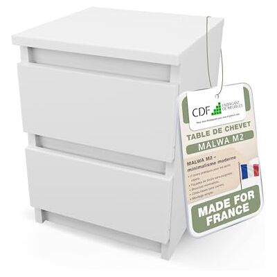 CDF Table de Chevet d’Appoint Étroite Nuit avec 2 Tiroirs pour Salon Chambre Bureau Coucher Espace de Rangement Commode Moderne Organisation Compact Intérieur – Blanc - Publicité CDF Table de Chevet d’Appoint Étroite Nuit avec 2 Tiroirs pour Salon Chambre Bureau Coucher Espace de Rangement Commode Moderne Organisation Compact Intérieur – Blanc - Publicité