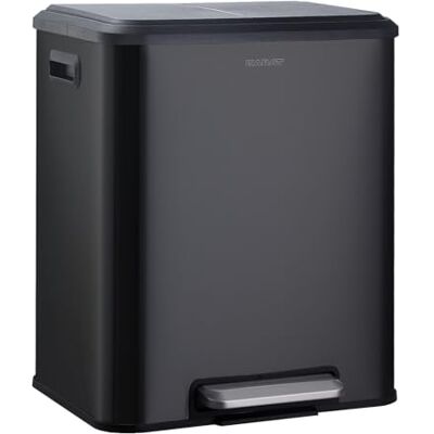 KARAT Poubelle de Cuisine à pédale Jack, tri de déchets pour Bureau école Jardin Restaurant, 2 sceaux intérieurs Amovibles, poignée intégrée, Ouverture Main Libre (Noir, L 41,5 x P 33 x H 49,5 cm) - Publicité KARAT Poubelle de Cuisine à pédale Jack, tri de déchets pour Bureau école Jardin Restaurant, 2 sceaux intérieurs Amovibles, poignée intégrée, Ouverture Main Libre (Noir, L 41,5 x P 33 x H 49,5 cm) - Publicité