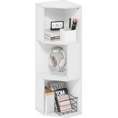 Furinno ECON, Étagère d'angle, Bibliothèque d'angle À 5 Niveaux, Rangement, Présentoir Étagère À Livres, Rangement, Salon/Bureau, Blanc - Publicité Furinno ECON, Étagère d'angle, Bibliothèque d'angle À 5 Niveaux, Rangement, Présentoir Étagère À Livres, Rangement, Salon/Bureau, Blanc - Publicité