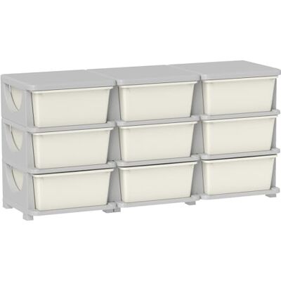 HOMCOM Meuble de rangement en plastique à 9 tiroirs, meuble de rangement pour enfants à 3 niveaux, coffre à jouets pour enfants pour la chambre d'enfants, la salle de jeu, la chambre à coucher, crème - Publicité HOMCOM Meuble de rangement en plastique à 9 tiroirs, meuble de rangement pour enfants à 3 niveaux, coffre à jouets pour enfants pour la chambre d'enfants, la salle de jeu, la chambre à coucher, crème - Publicité