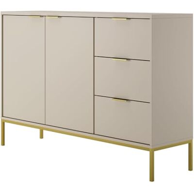 Home Collective Commode avec 3 tiroirs et 2 placards, buffet moderne, cadre en acier, cachemire/doré - Publicité Home Collective Commode avec 3 tiroirs et 2 placards, buffet moderne, cadre en acier, cachemire/doré - Publicité