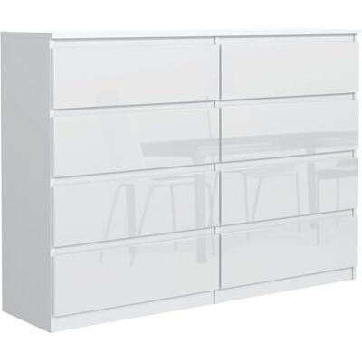 meble masztalerz Commode avec 8 Tiroirs Blanc Façades Brillantes 120 cm Meuble de Rangement Salon Commode Salon Meuble Entree 120x101,5x39 cm - Publicité meble masztalerz Commode avec 8 Tiroirs Blanc Façades Brillantes 120 cm Meuble de Rangement Salon Commode Salon Meuble Entree 120x101,5x39 cm - Publicité
