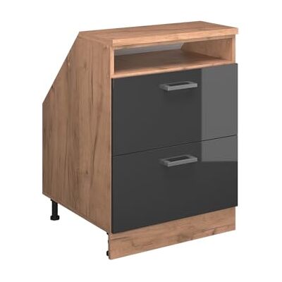 Vicco Meuble sous Pente R-Line, Anthracite Haute Brillance, 60cm 2 tiroirs, 60 cm de Profondeur, pour Une Combinaison Libre au Sein de systèmes de Cuisine modulaires - Publicité Vicco Meuble sous Pente R-Line, Anthracite Haute Brillance, 60cm 2 tiroirs, 60 cm de Profondeur, pour Une Combinaison Libre au Sein de systèmes de Cuisine modulaires - Publicité