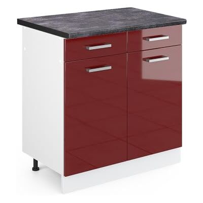 Vicco Meuble Cuisine R-Line, Rouge Brillant, 80cm, PT Anthracite, pour Une Combinaison Libre au Sein de systèmes de Cuisine modulaires - Publicité Vicco Meuble Cuisine R-Line, Rouge Brillant, 80cm, PT Anthracite, pour Une Combinaison Libre au Sein de systèmes de Cuisine modulaires - Publicité