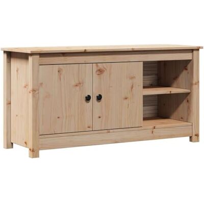 vidaXL Meuble TV, Armoir de Télévision avec Compartiments et Étagère, Meuble Télé avec Rangement Salle de Séjour, Moderne, Marron Bois de Pin Massif - Publicité vidaXL Meuble TV, Armoir de Télévision avec Compartiments et Étagère, Meuble Télé avec Rangement Salle de Séjour, Moderne, Marron Bois de Pin Massif - Publicité