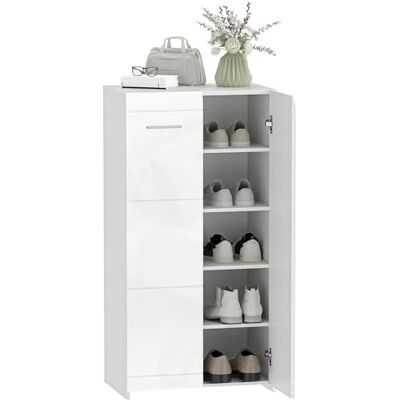 HOMCOM Armoire à chaussures , rangement pour chaussures à 2 portes, 5 niveaux, armoire d'entrée avec étagères réglables, commode à chaussures pour 10 paires, couloir, entrée 55 x 36 x 108 cm, blanc - Publicité HOMCOM Armoire à chaussures , rangement pour chaussures à 2 portes, 5 niveaux, armoire d'entrée avec étagères réglables, commode à chaussures pour 10 paires, couloir, entrée 55 x 36 x 108 cm, blanc - Publicité