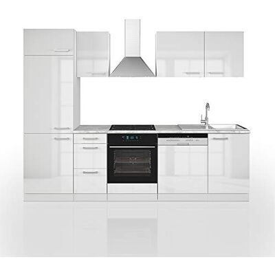 Vicco Cuisine Optima, Blanc Brillant/Blanc, 270cm sans PT, adapté à Une Disposition et Une Extension personnalisées - Publicité Vicco Cuisine Optima, Blanc Brillant/Blanc, 270cm sans PT, adapté à Une Disposition et Une Extension personnalisées - Publicité
