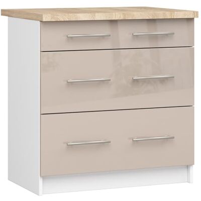 AKORD Armoire de Cuisine avec Plan de Travail Oliwia S80 Meuble Bas avec 3 Tiroirs Armoire de Cuisine Basse de 80 cm de Large 46x80x85 cm Blanc Cappuccino Brillant - Publicité AKORD Armoire de Cuisine avec Plan de Travail Oliwia S80 Meuble Bas avec 3 Tiroirs Armoire de Cuisine Basse de 80 cm de Large 46x80x85 cm Blanc Cappuccino Brillant - Publicité
