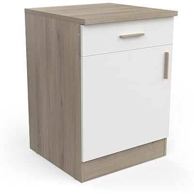 Demeyere Meuble De Cuisine Bas Modulable avec Plan de Travail 1 Tiroir 1 Porte Cuisine Complete ‟Origan” – Coloris Chêne Clair & Blanc Mat 60 x 60 x 85 cm - Publicité Demeyere Meuble De Cuisine Bas Modulable avec Plan de Travail 1 Tiroir 1 Porte Cuisine Complete ‟Origan” – Coloris Chêne Clair & Blanc Mat 60 x 60 x 85 cm - Publicité