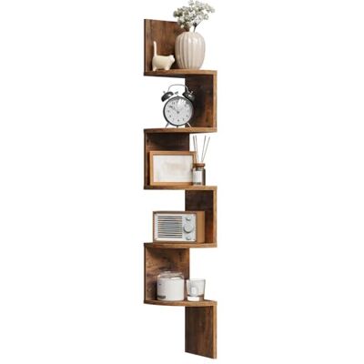 WOLTU Étagère d'angle, Étagère Murale, Étagère Zigzag, Bibliothèque Angle à 5 Niveaux, Étagère Marron, pour Salon, Cuisine, Chambre, en MDF, RG9313vbn2 - Publicité WOLTU Étagère d'angle, Étagère Murale, Étagère Zigzag, Bibliothèque Angle à 5 Niveaux, Étagère Marron, pour Salon, Cuisine, Chambre, en MDF, RG9313vbn2 - Publicité