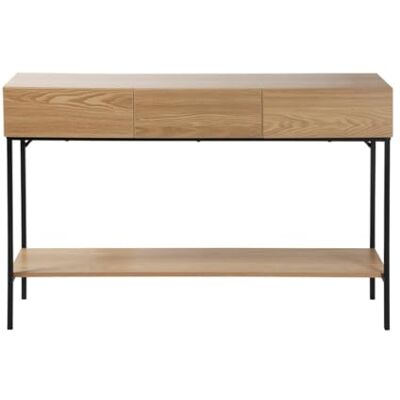 Calicosy Console Tessa 3 Tiroirs sans Poignées Décor Bois & Métal Noir - Publicité Calicosy Console Tessa 3 Tiroirs sans Poignées Décor Bois & Métal Noir - Publicité