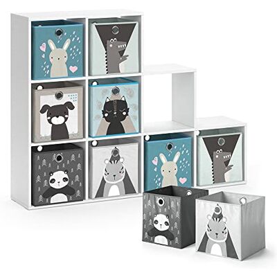 Vicco Bibliothèque Enfant, Blanc, 142.4x107.8cm avec 8 Boxes pliants, Convient pour Le Rangement des Jouets et des Livres - Publicité Vicco Bibliothèque Enfant, Blanc, 142.4x107.8cm avec 8 Boxes pliants, Convient pour Le Rangement des Jouets et des Livres - Publicité