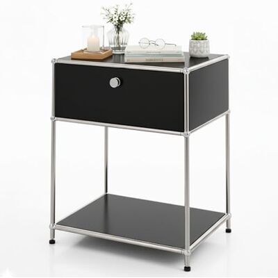 KARAT Étagère métallique Concept Epuré MK-139 Étagère d’appoint et de Rangement avec tiroir Table Compact et Moderne pour sdb Salon et Chambre L50 × P40 × H64.7 cm (Noir) - Publicité KARAT Étagère métallique Concept Epuré MK-139 Étagère d’appoint et de Rangement avec tiroir Table Compact et Moderne pour sdb Salon et Chambre L50 × P40 × H64.7 cm (Noir) - Publicité